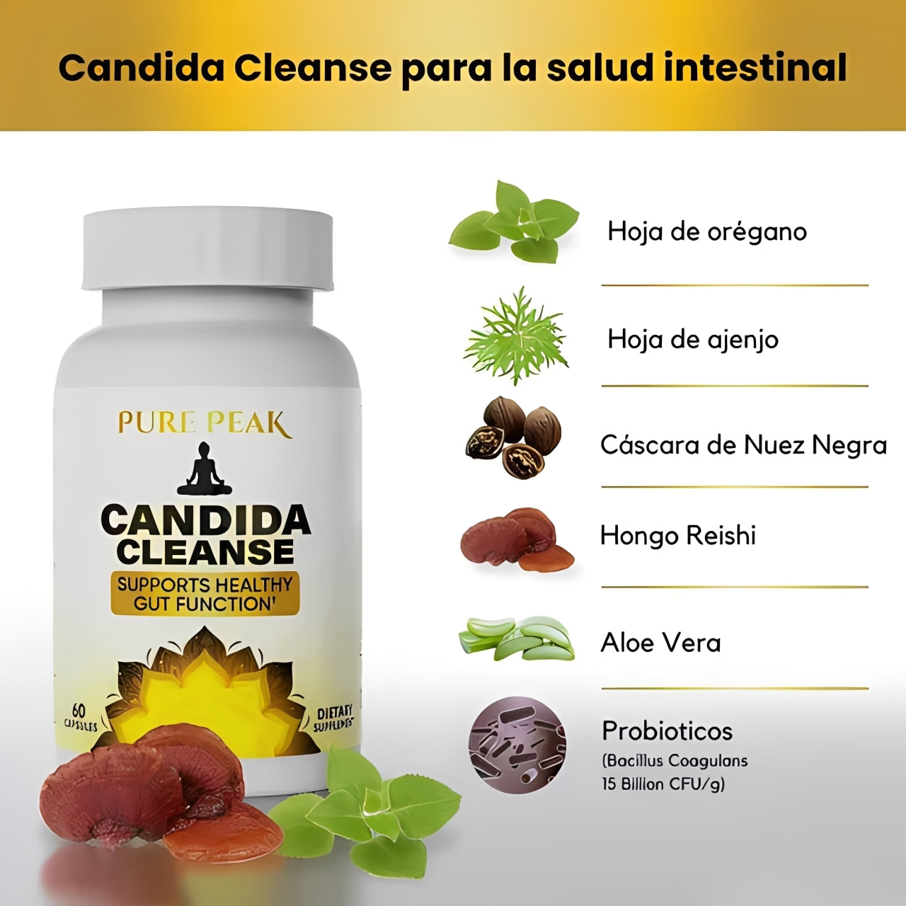 CANDIDA CLEANSE Cápsulas que reducen antojos, hinchazón y fatiga