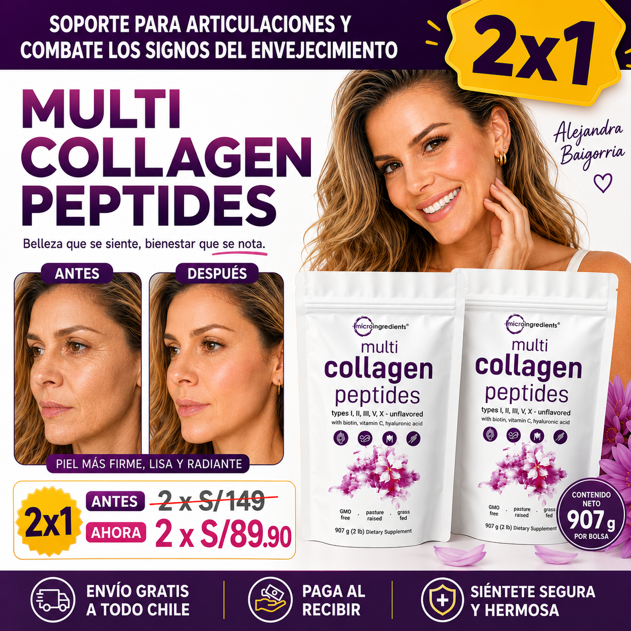 2x1 Collagen Peptides – Soporte para Articulaciones y Combate los Signos del Envejecimiento