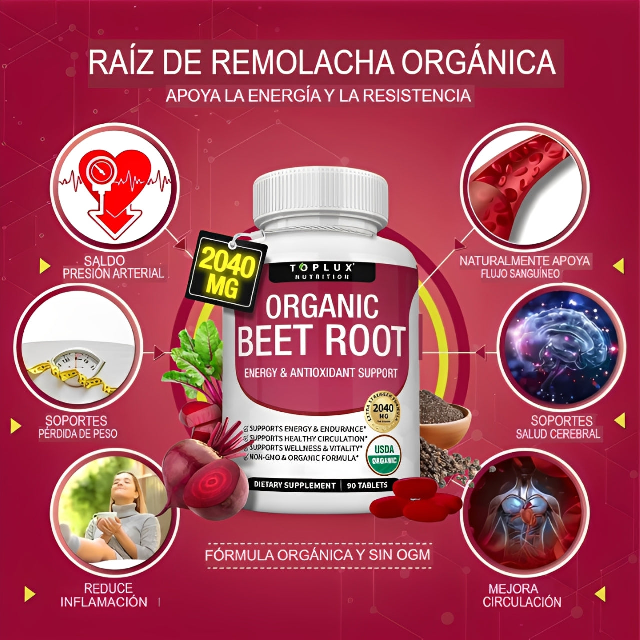 BEET ROOT Suplemento Natural para Mayor Fuerza y Rendimiento