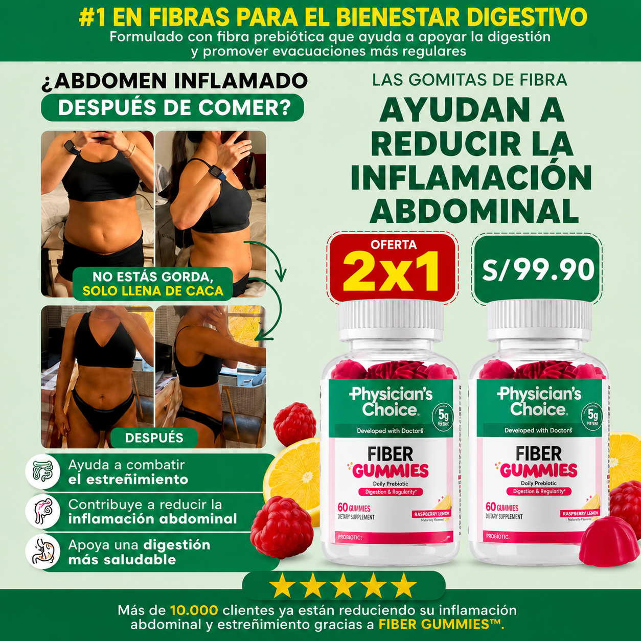 OFERTA 2X1 / Fiber Gummies - Reduce la inflamación abdominal desde las primeras gomitas
