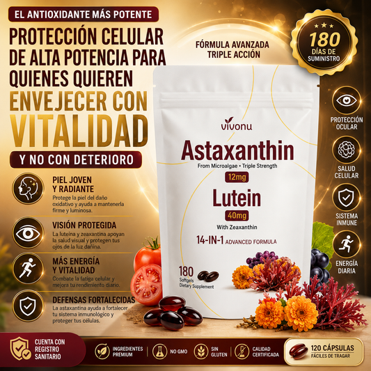 Astaxanthin 12 mg de Microingredients® Cuida tu piel, ojos y células desde hoy con protección antioxidante avanzada