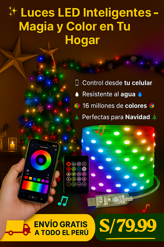 🎇 Guirnalda de Luces LED Smart de 10 metros – Crea un ambiente mágico en casa ✨
