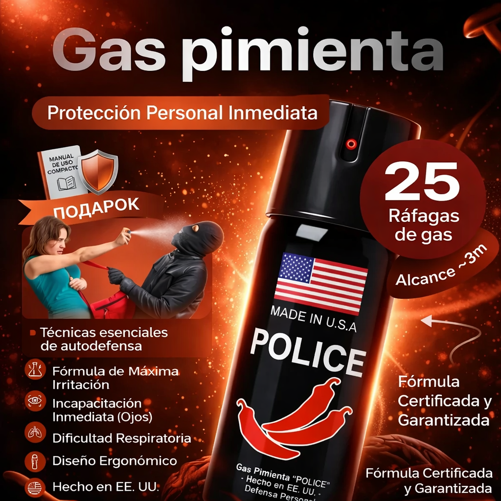 Gas pimienta-  Protección Personal Inmediata , Seguridad en Todo Momento