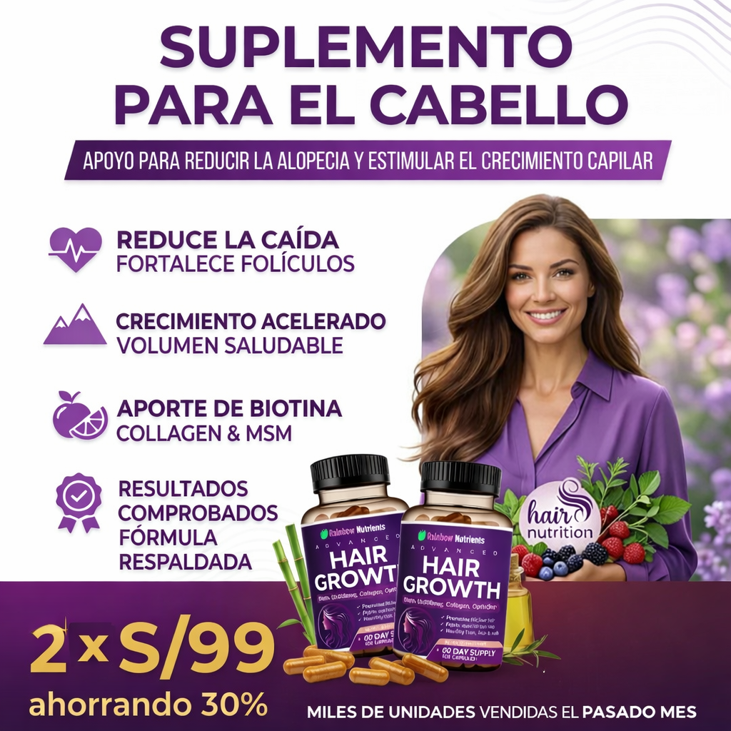 oferta 2 x1 Hair Growth – Apoyo para Reducir la Alopecia y Estimular el Crecimiento Capilar