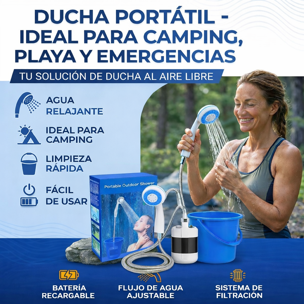 Ducha Portátil - Ideal para Camping, Playa y Emergencias