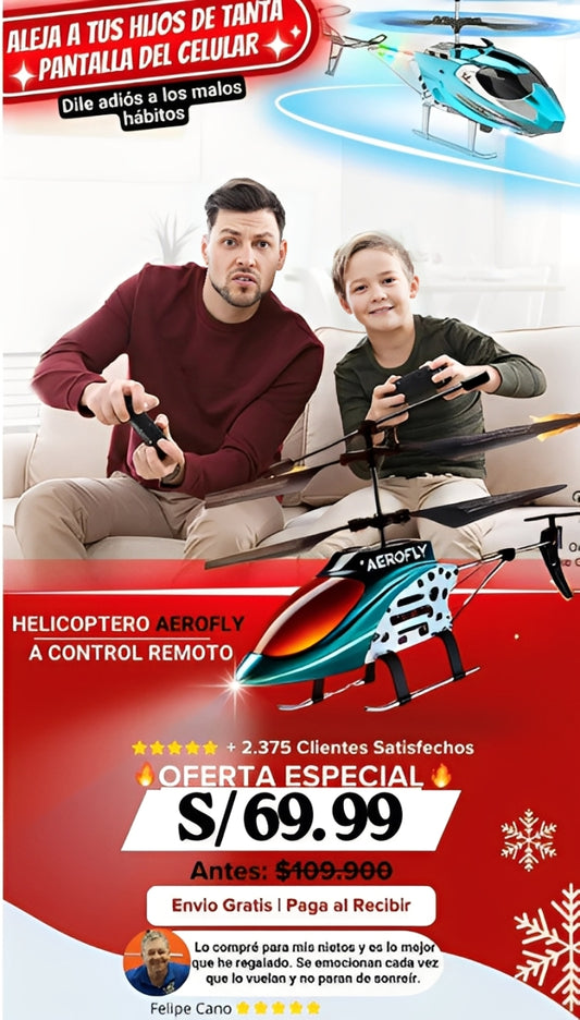 Helicóptero AEROFLY a Control Remoto y Sensor de Mano 🚁