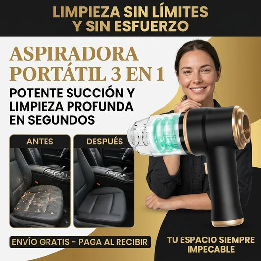 Aspiradora Portátil 3 en 1 – Potente Succión y Limpieza Profunda en Segundos