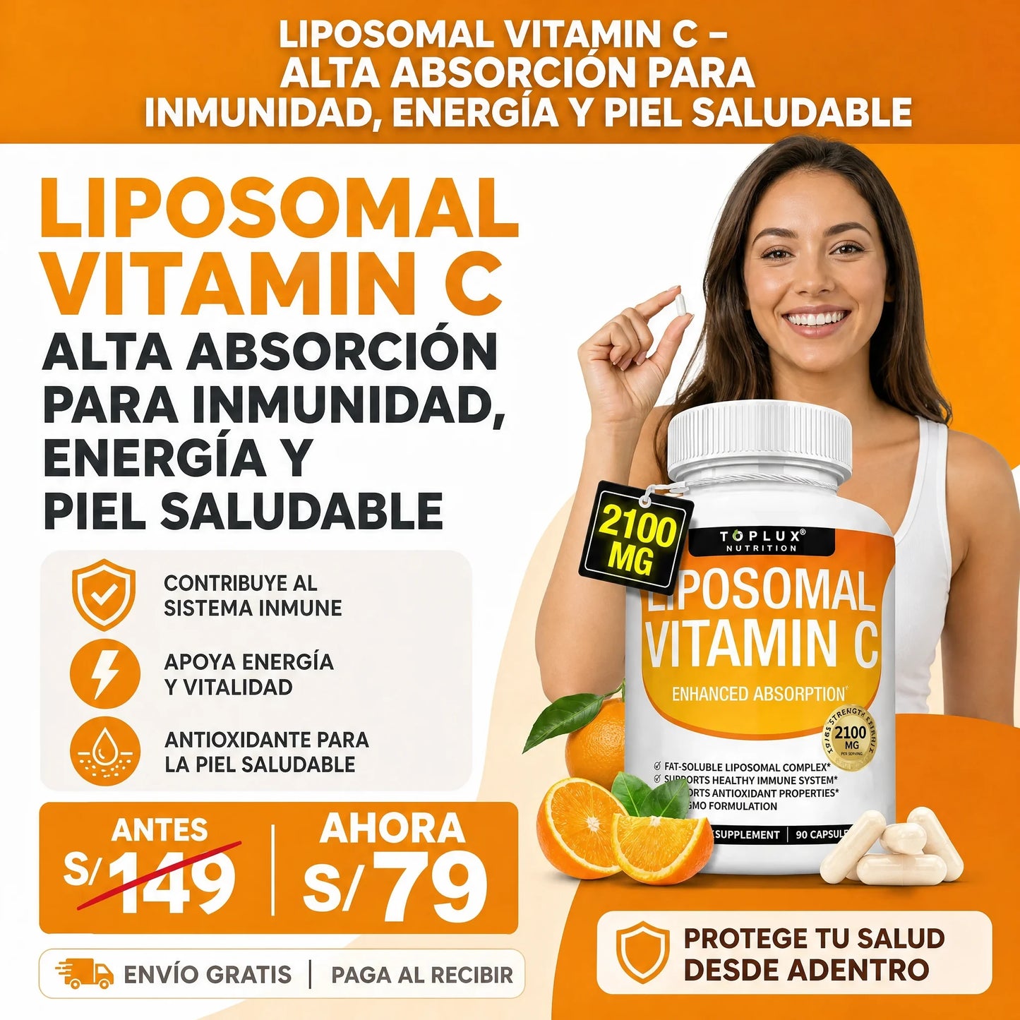 Liposomal Vitamin C – Alta Absorción para Inmunidad, Energía y Piel Saludable